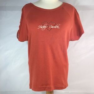 Harley Davidson Red Shirt Braided Shoulders